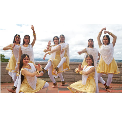 Yellow White Anarkali Dance Costume